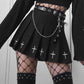 Hot High Waist Mini Schwarz Röcke Streetwear Cross Print Plissee Frauen Rock